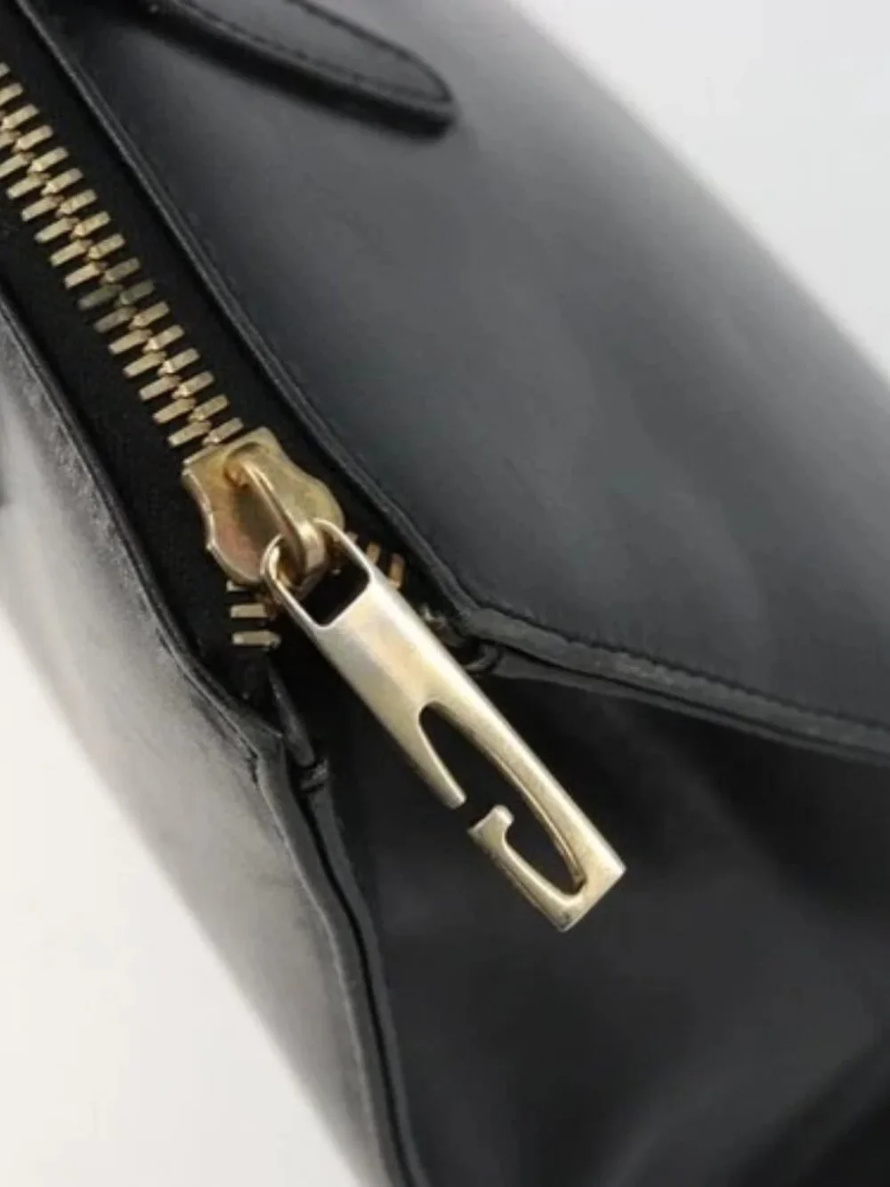 GUCCI Hand Bag Leather Black Gold 000 2058 0569 0 Auth